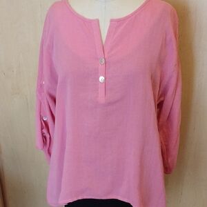 Pink Fridaze Linen Redefined Women's Blouse